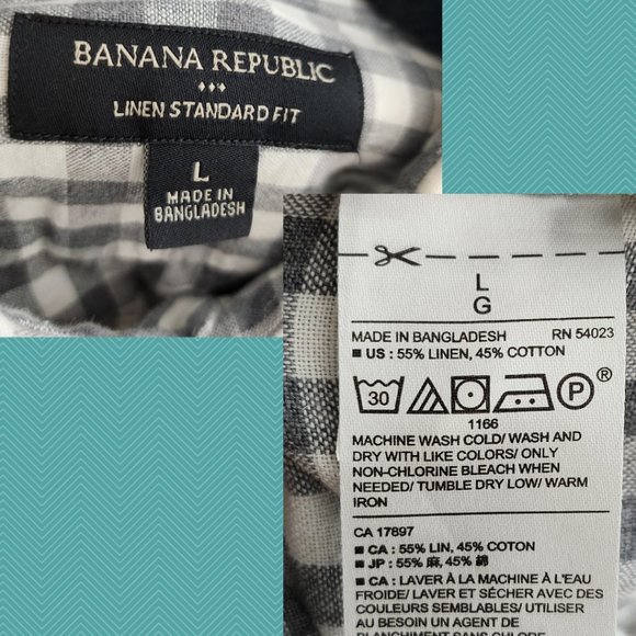Banana Republic Gingham Checks Linen Cotton Blend Shirt - Picture 3 of 3
